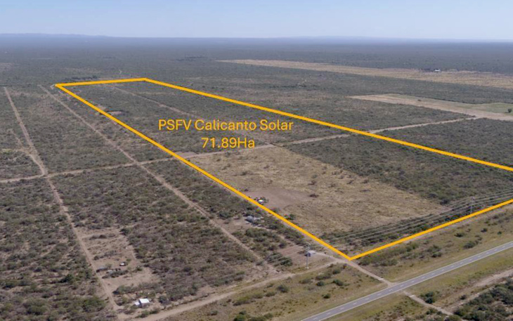 Imagen y demarcación del predio que ocupara el Parque Solar Calicanto de Minas Argentinas