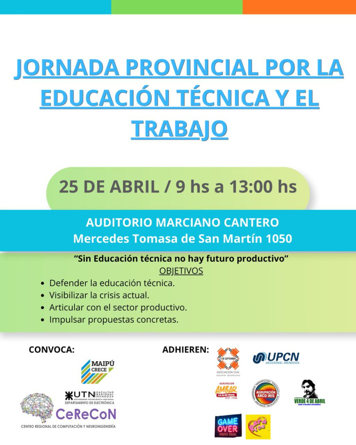 Maipú será sede de una jornada sobre educación técnica y trabajo.