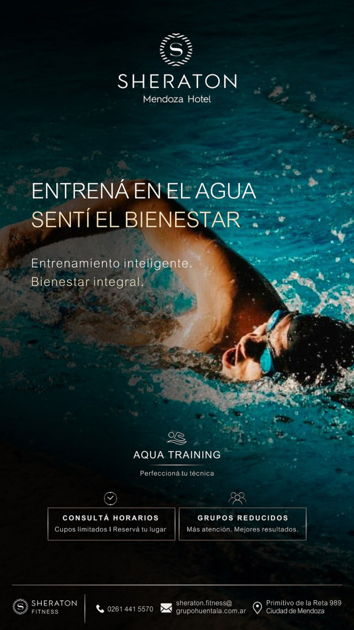 Las nuevas actividades se desarrollan en la piscina del Sheraton Mendoza Hotel.