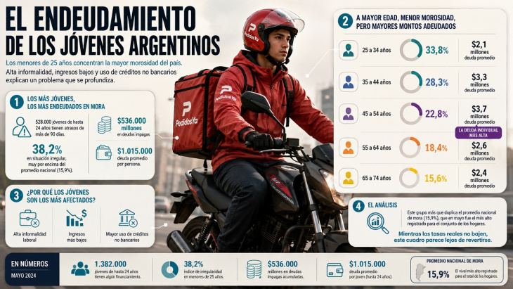 El endeudamiento en los jóvenes es el que más cerca esta del default