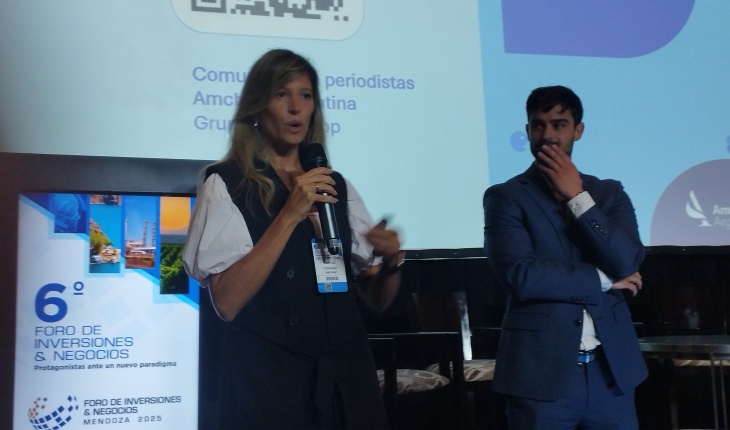 Ana Luz Fundaro y Franco Mussano durante la presentación