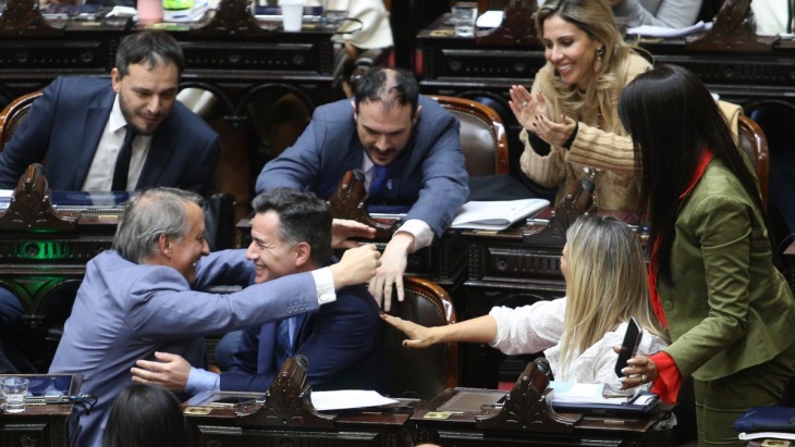 Los diputados de laLLA festejan la aprobación de la Ley Bases