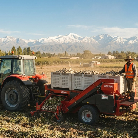 Nueva tecnología para la cosecha de ajo en Mendoza: Agrocosecha incorpora maquinaria Zocapi